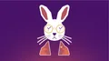 Illustration of a white rabbit wearing round glasses with clock faces for lenses.