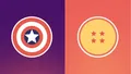 Split illustration contrasting Captain America's star-spangled shield with a Dragon Ball, symbolizing coopetition between rivals.