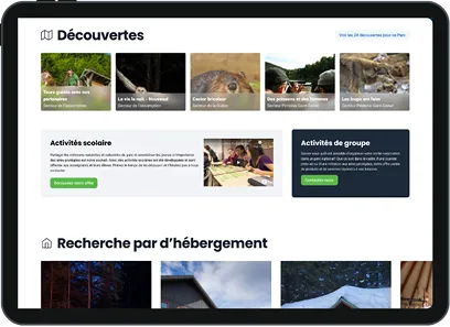 Sépaq discoveries and group activities screen