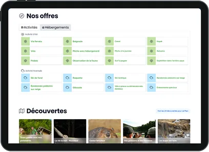 Sépaq offers and activity filters screen